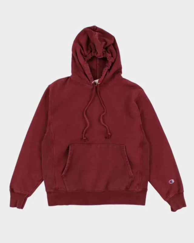 00s Champion Red Reverse Weave Hoodie - M sold by Rokit