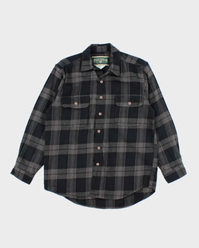 Vintage Field & Stream Heavyweight Shadow Plaid Button Up Flannel Shirt - M sold by Rokit