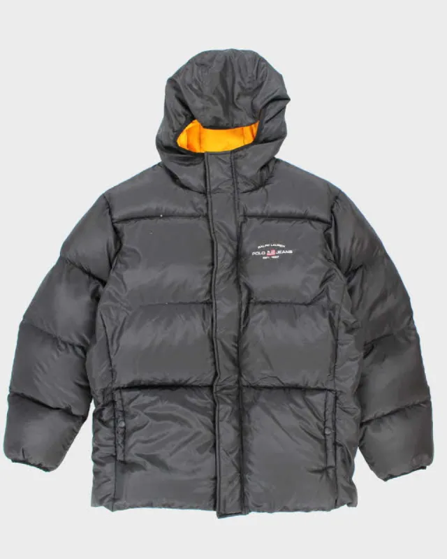 Vintage 00s Ralph Lauren Polo Jeans Black Hooded Puffer Jacket - L sold by Rokit