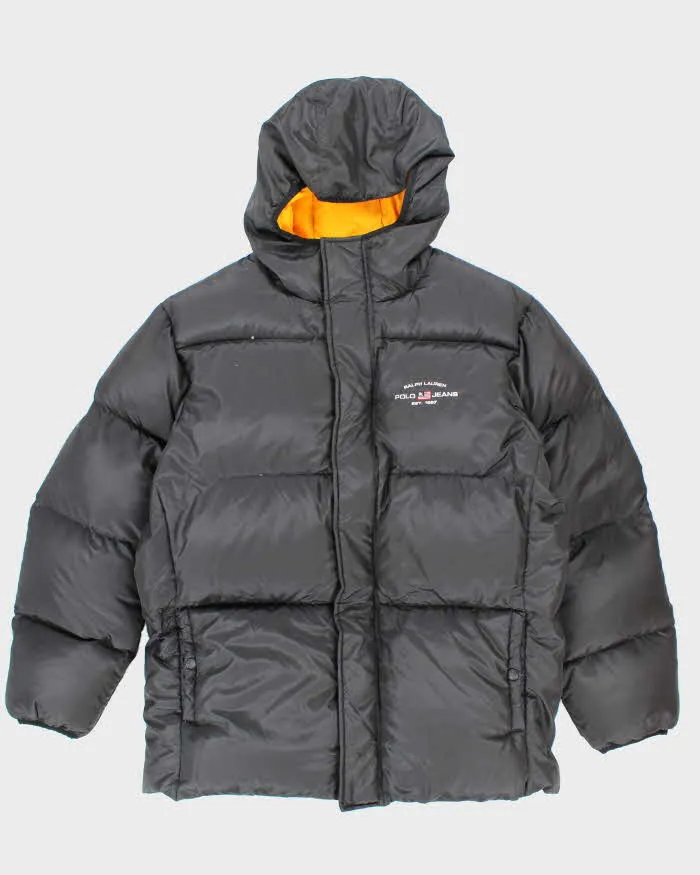 Vintage 00s Ralph Lauren Polo Jeans Black Hooded Puffer Jacket - L sold by Rokit