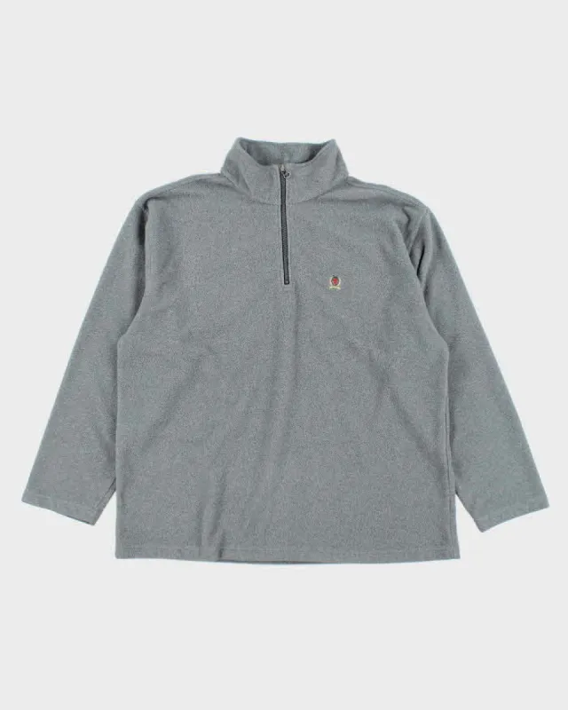 Vintage Tommy Hilfiger Grey Quarter Zip Fleece - XL sold by Rokit