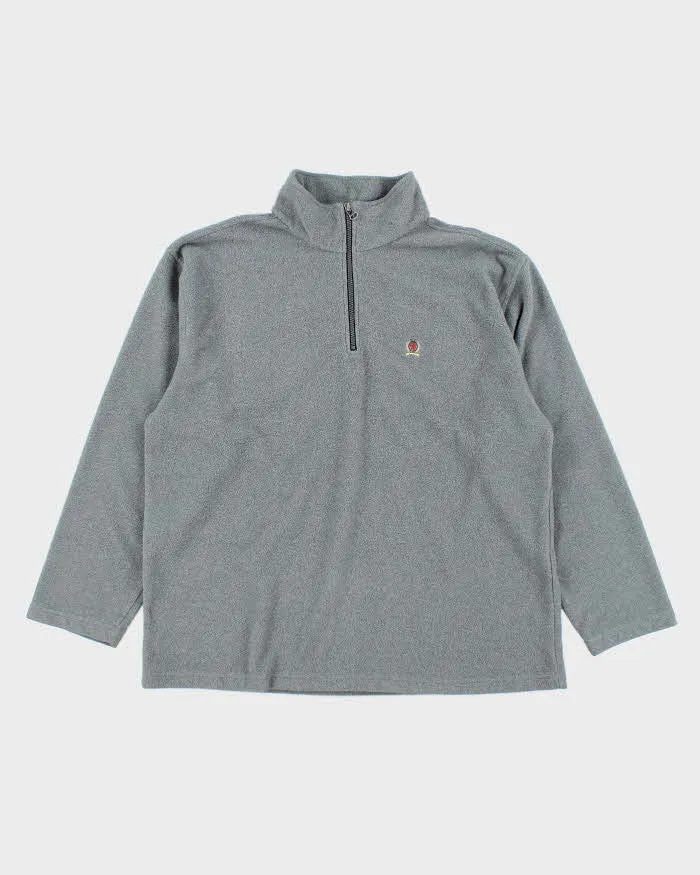 Vintage Tommy Hilfiger Grey Quarter Zip Fleece - XL sold by Rokit