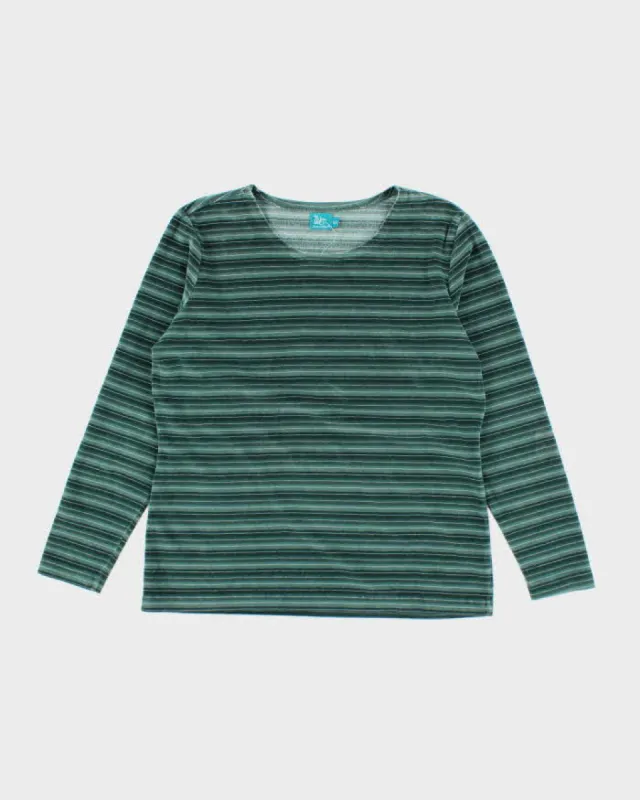 Men's Vintage 90s Velour Striped Top - M sold by Rokit