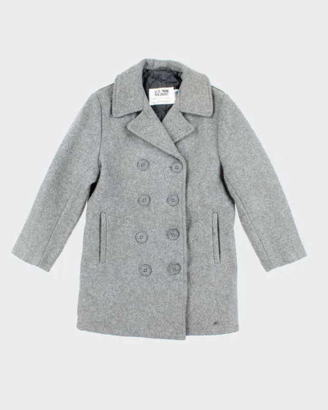 Vintage Schott Grey Pea Jacket - S sold by Rokit