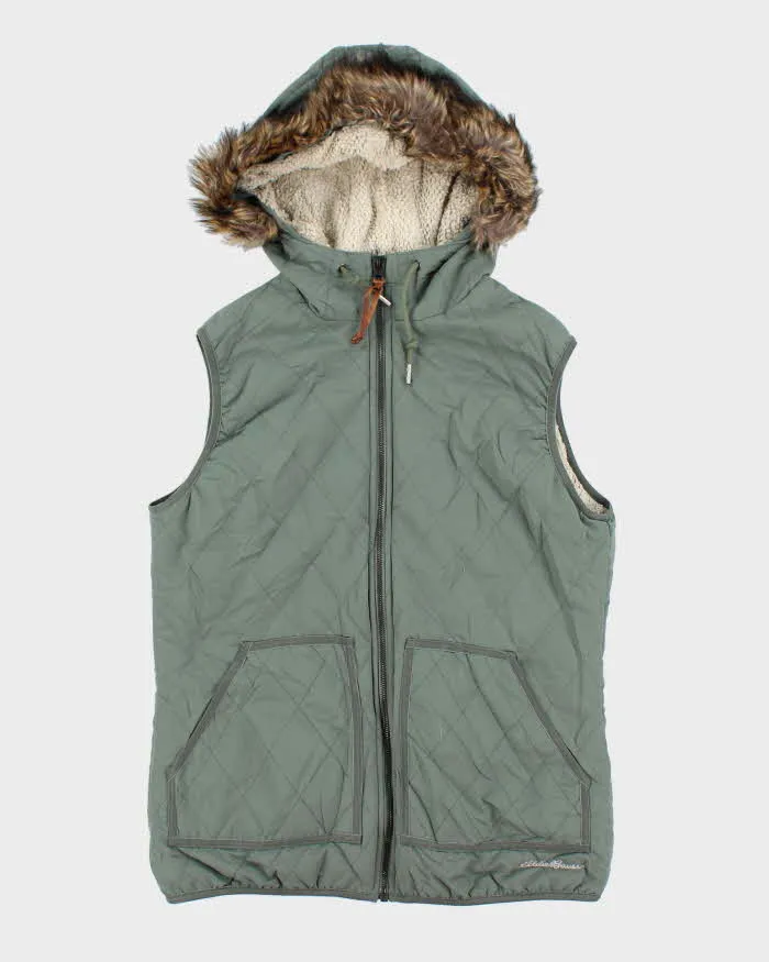 Vintage 00s Eddie Bauer Green Hooded Bodywarmer - M sold by Rokit