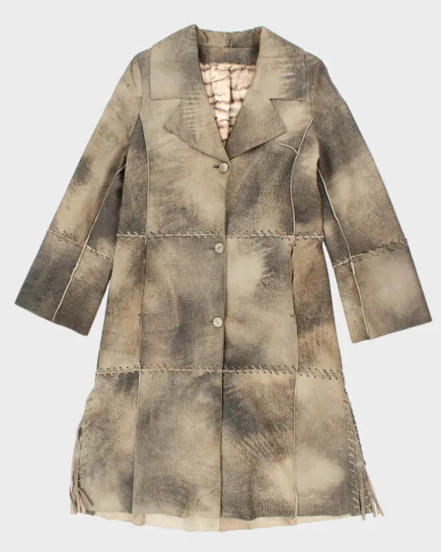 Vintage 90s Patchwork Leather Coat - M sold by Rokit