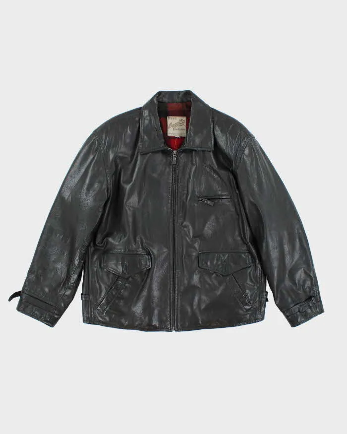 Vintage 90's Boys' Co Heavyweight Lined Zip Up Leather Jacket - L sold by Rokit