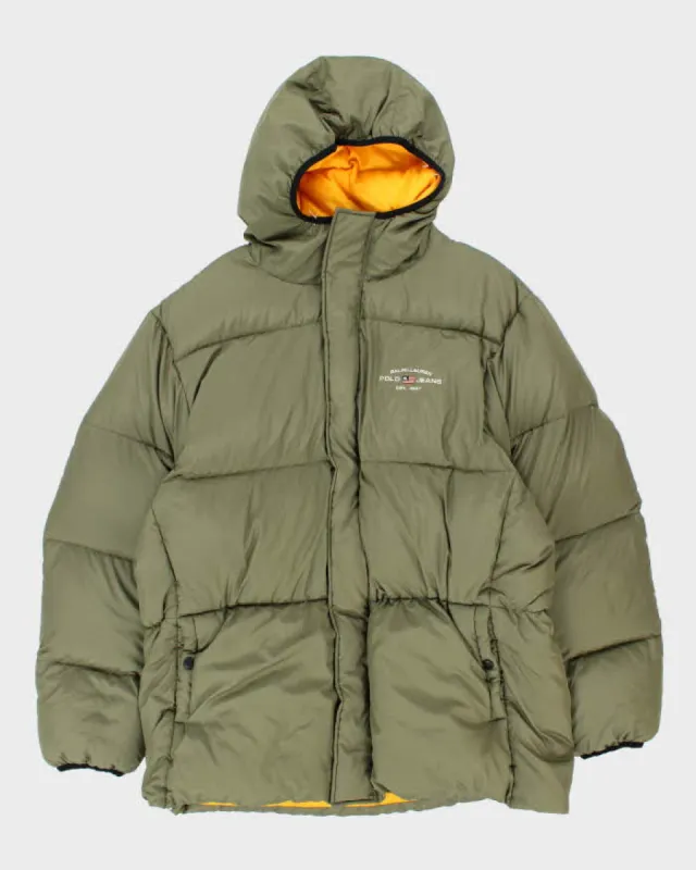 Vintage 00s Ralph Lauren Polo Jeans Green Hooded Puffer Jacket - XL sold by Rokit