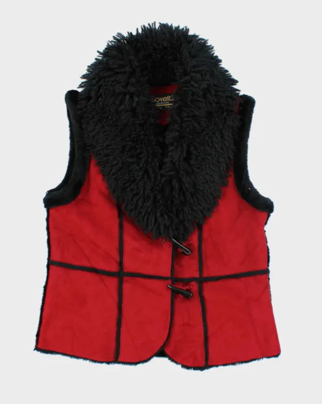 Y2k 00s Novelti Faux Suede Fur Lined Gillet - M sold by Rokit