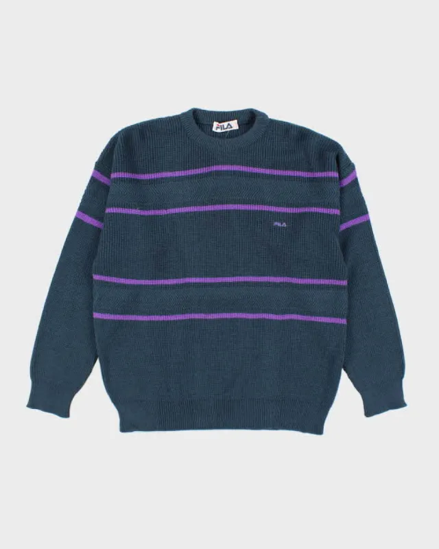 Vintage 90's Fila Striped Chunky Knit Jumper - XXL sold by Rokit