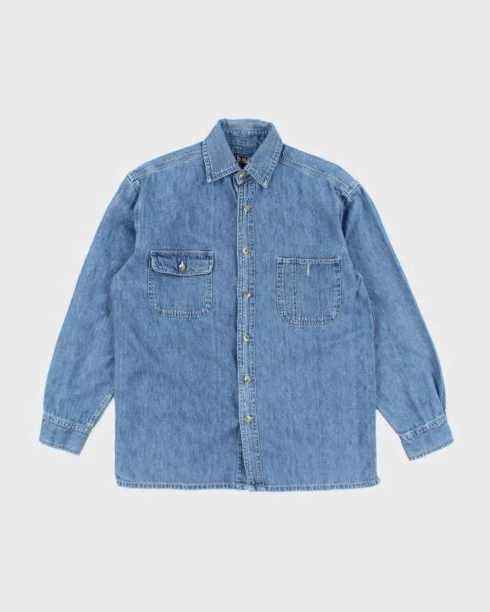 Vintage Y2K B.U.M. Equipment Light Wash Denim Shirt - S sold by Rokit
