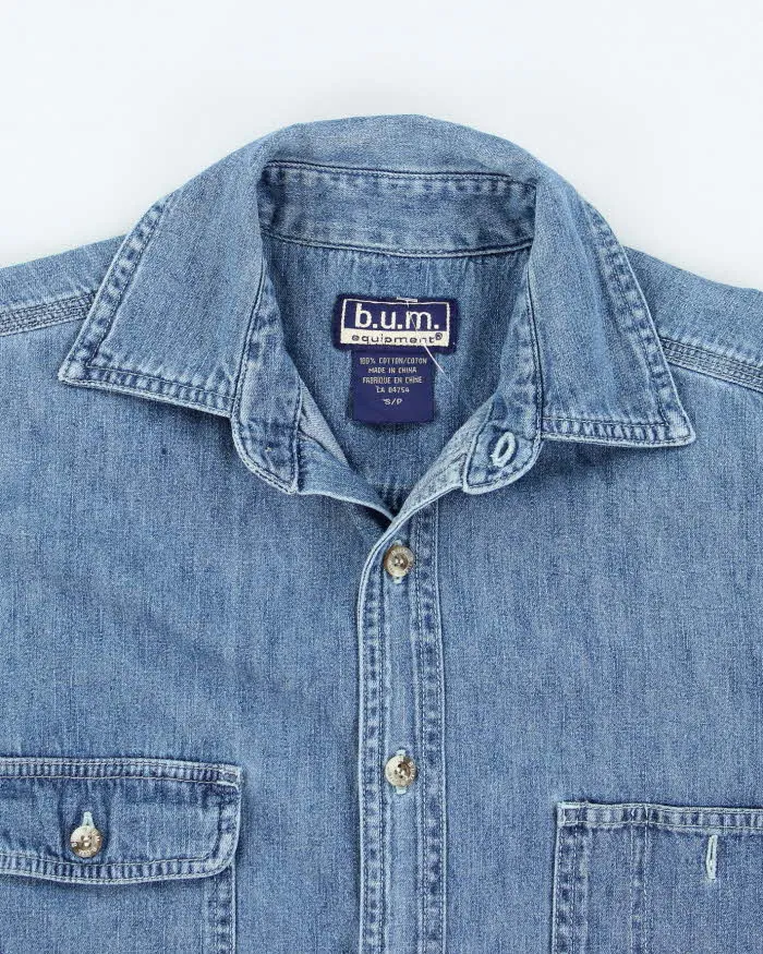 Vintage Y2K B.U.M. Equipment Light Wash Denim Shirt - S sold by Rokit product image thumbnail 3