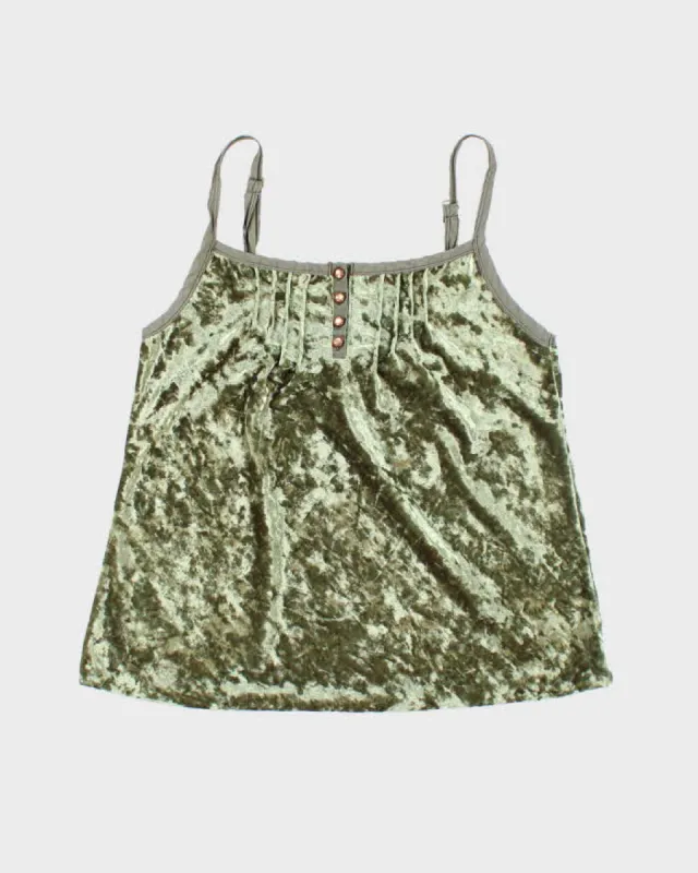 Vintage Y2k 00s DKNY Green Velvet Cami - S made by Rokit
