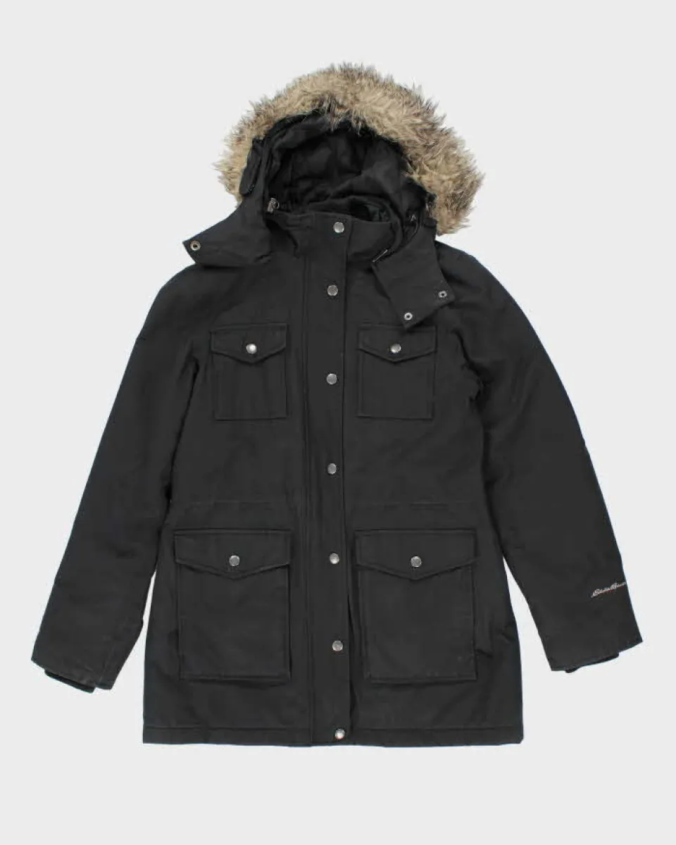 Eddie Bauer Black Hooded Coat - S sold by Rokit