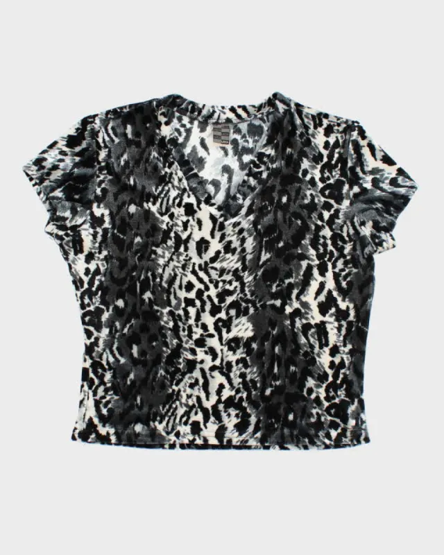 Vintage 90s Lucca Leopard Print Velvet Top - S sold by Rokit