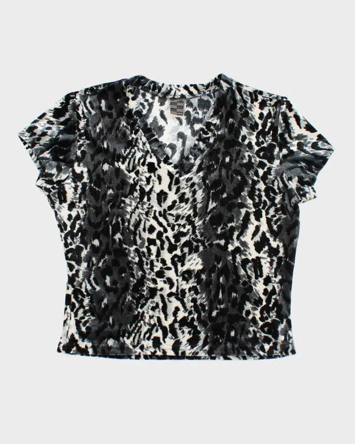 Vintage 90s Lucca Leopard Print Velvet Top - S sold by Rokit