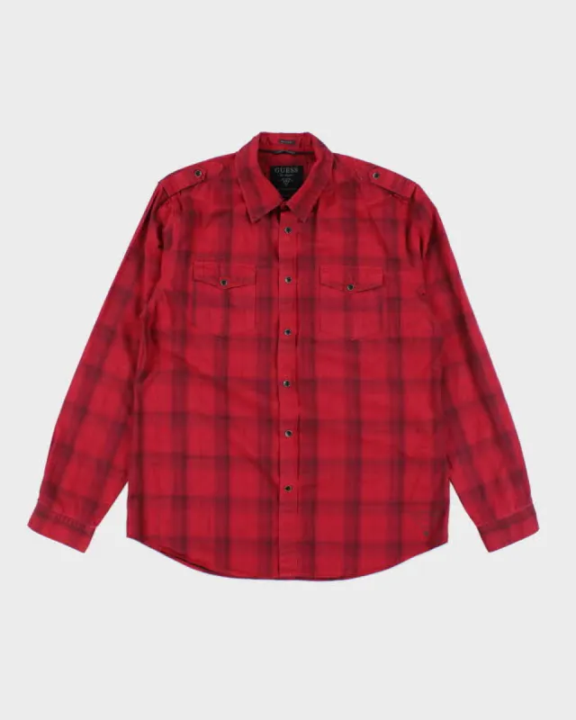 Y2k 00s Guess Red Long Sleeve Shirt - L sold by Rokit
