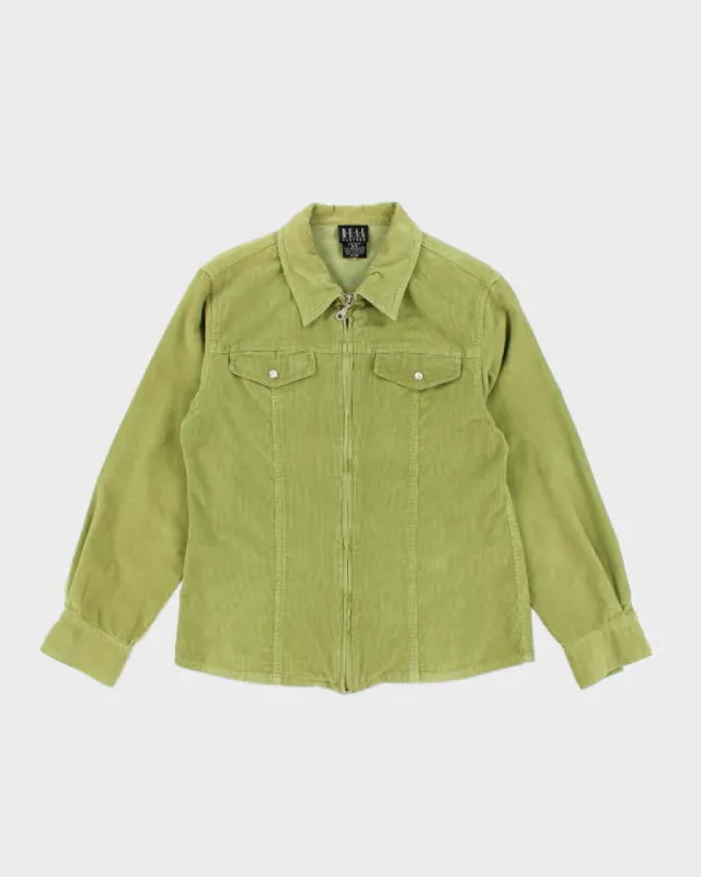 Vintage 90s Zip-Up Green Corduroy Shirt - M sold by Rokit