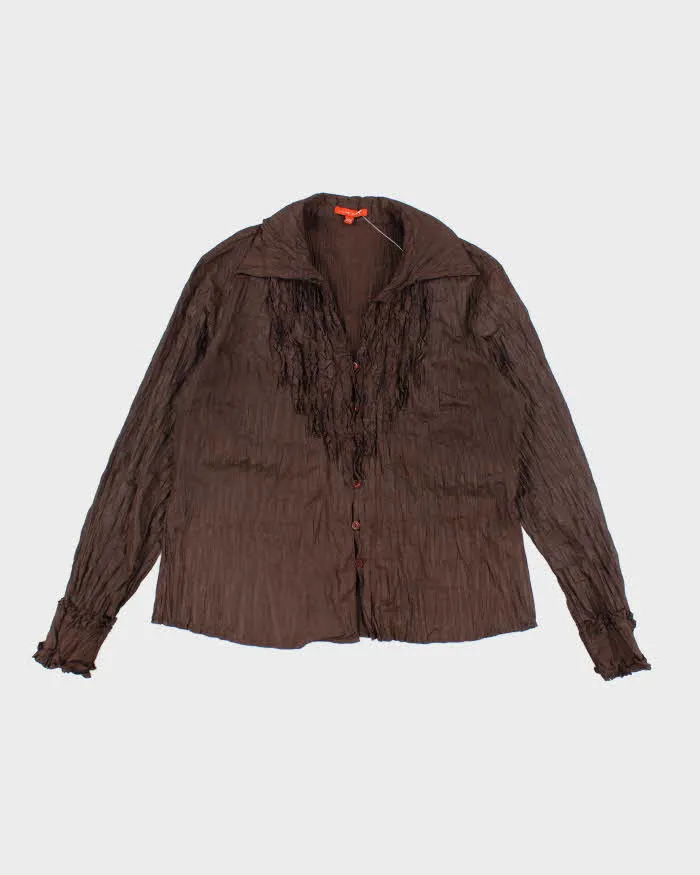 Vintage 90s Jane Blue Ruffle Textured Blouse - M sold by Rokit