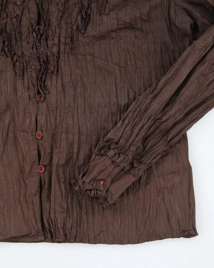 Vintage 90s Jane Blue Ruffle Textured Blouse - M sold by Rokit product image thumbnail 4