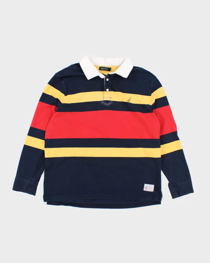 Vintage 2000's Nautica Heavyweight Striped Long-sleeved Polo Shirt - XL sold by Rokit