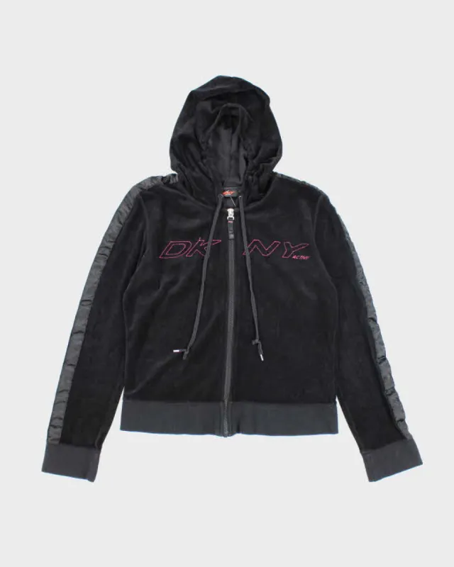Vintage Y2K Women's DKNY Velour Zip Up Hoodie - L sold by Rokit