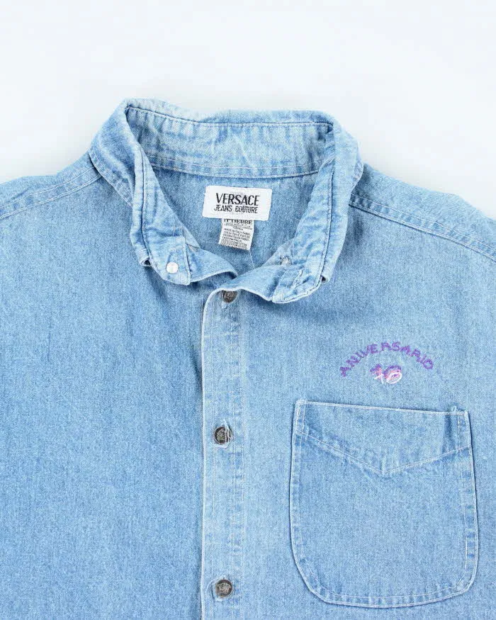 Vintage 90's Versace Embroidered Heavyweight Button Up Shirt - L sold by Rokit product image thumbnail 3