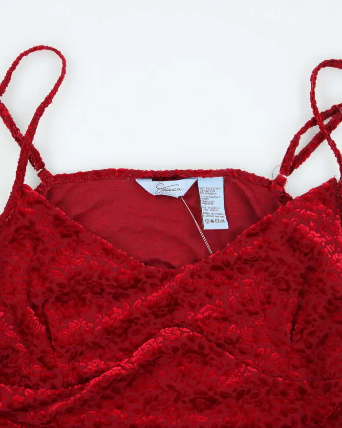 Vintage 90s Jessica Velvet Floral Slip Dress - XL sold by Rokit product image thumbnail 4