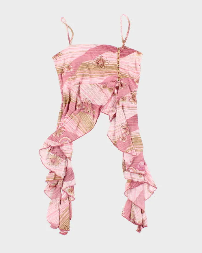 Vintage Y2k 00s Sirens Pink Asymmetric Cami - S sold by Rokit