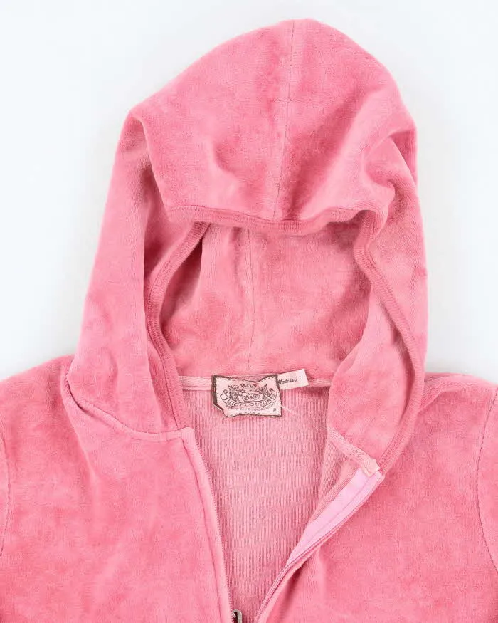 Vintage Y2k 00s Juicy Couture Pink Velour Hoodie - S sold by Rokit product image thumbnail 3