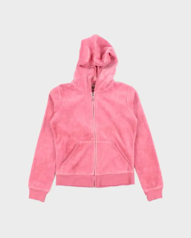 Vintage Y2k 00s Juicy Couture Pink Velour Hoodie - S sold by Rokit