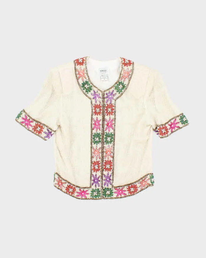 Vintage Armani Collezoni Beaded Silk Blouse - S sold by Rokit