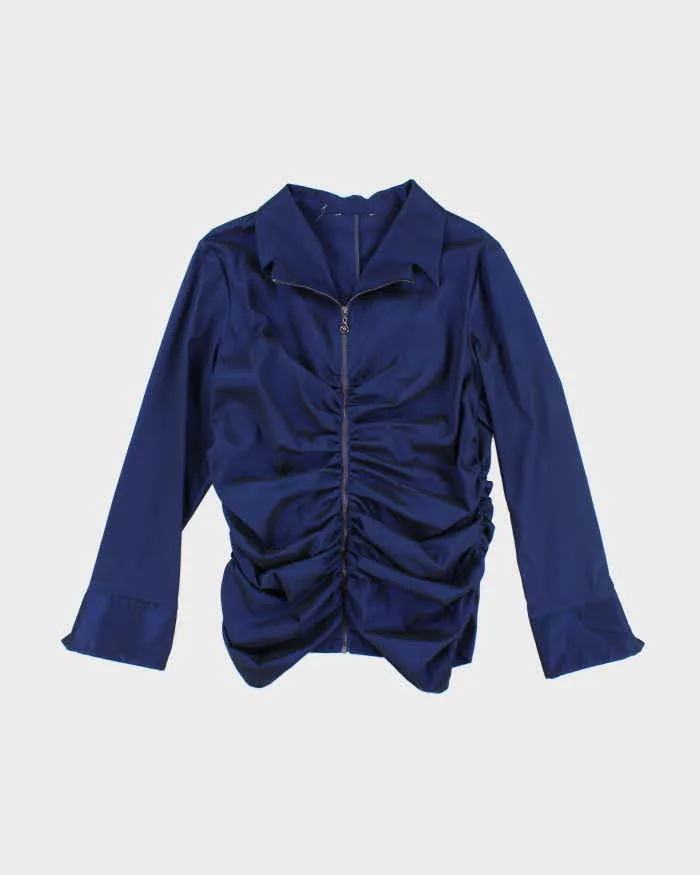 Vintage Y2k 00s Iridescent Zip-Up Blouse - M sold by Rokit