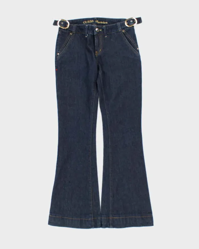 Y2K 00s Guess Premium Dark Wash Low Rise Flare Jeans - W30 L32 sold by Rokit