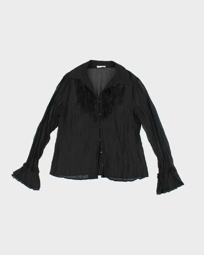 Vintage 90s Fred David Mesh Ruffle Blouse - M sold by Rokit