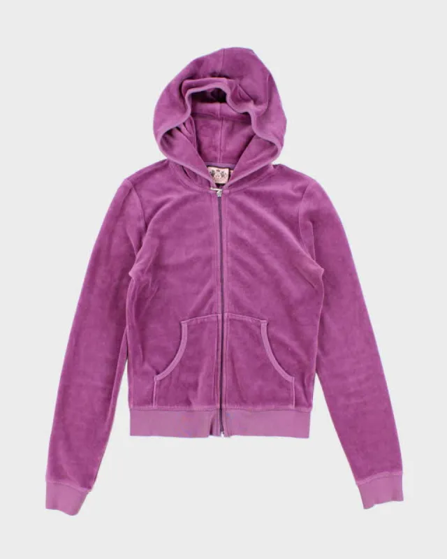 Vintage Y2k 00s Juicy Couture Purple Velour Hoodie - S sold by Rokit
