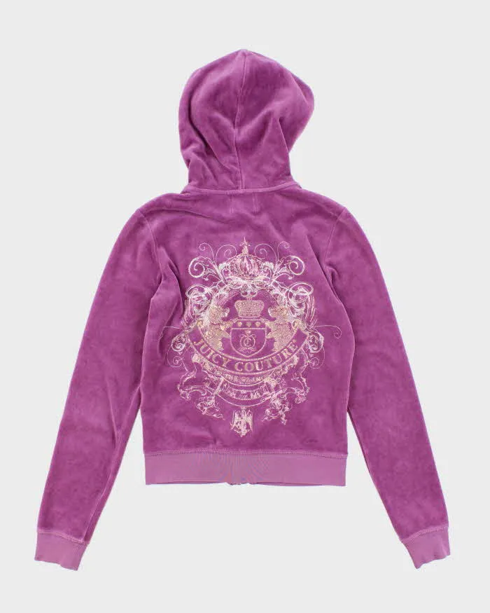 Vintage Y2k 00s Juicy Couture Purple Velour Hoodie - S sold by Rokit product image thumbnail 2