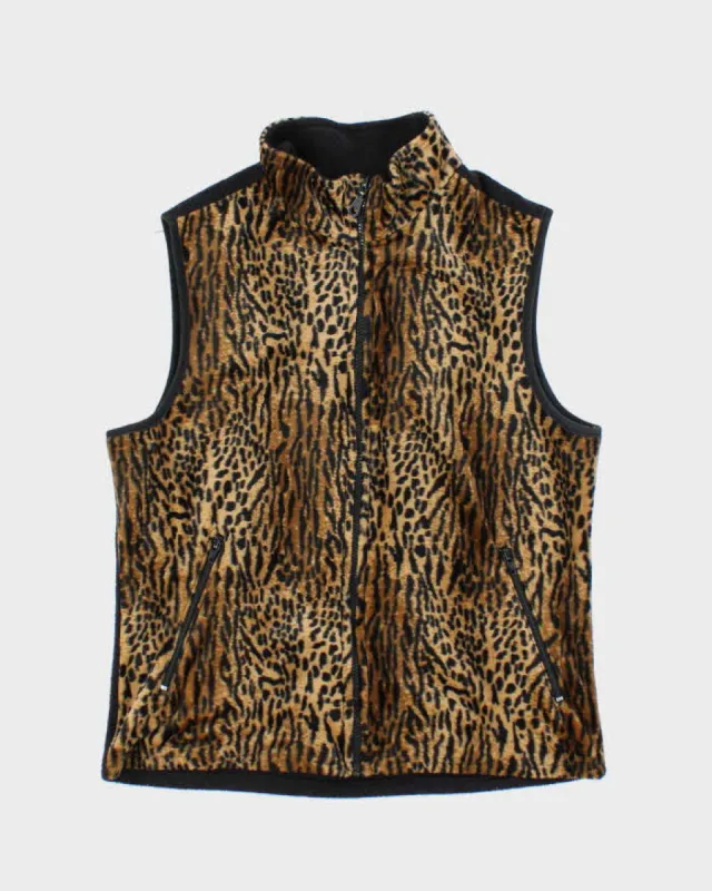 Vintage Y2k 00s Leopard Print Sleeveless Fleece - L sold by Rokit