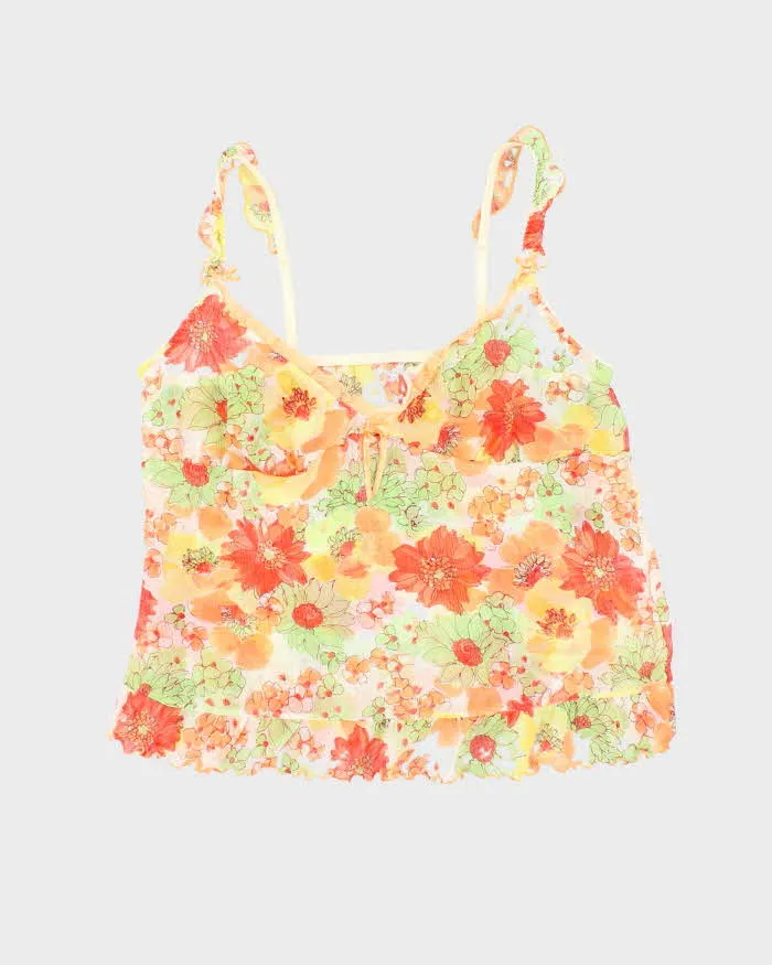 Vintage Y2k 00s Mesh Floral Cami - S sold by Rokit
