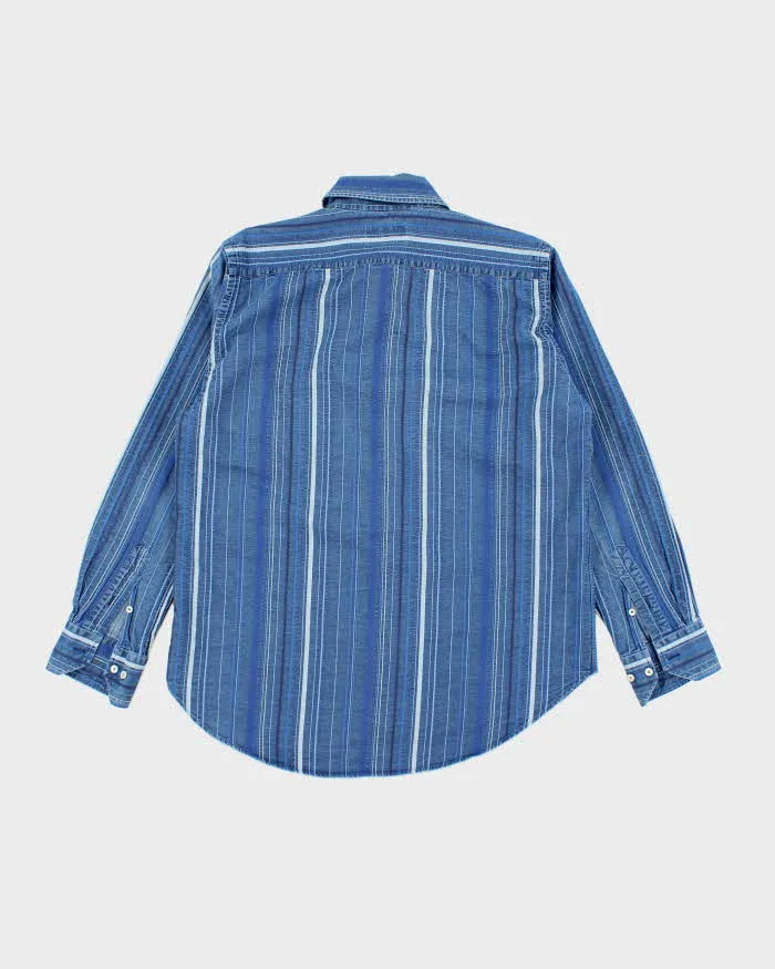 Vintage 90's Etro Striped Mix Wash Denim Shirt - L sold by Rokit product image thumbnail 2