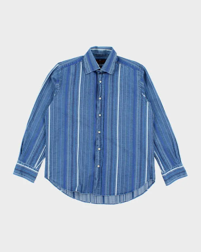 Vintage 90's Etro Striped Mix Wash Denim Shirt - L sold by Rokit