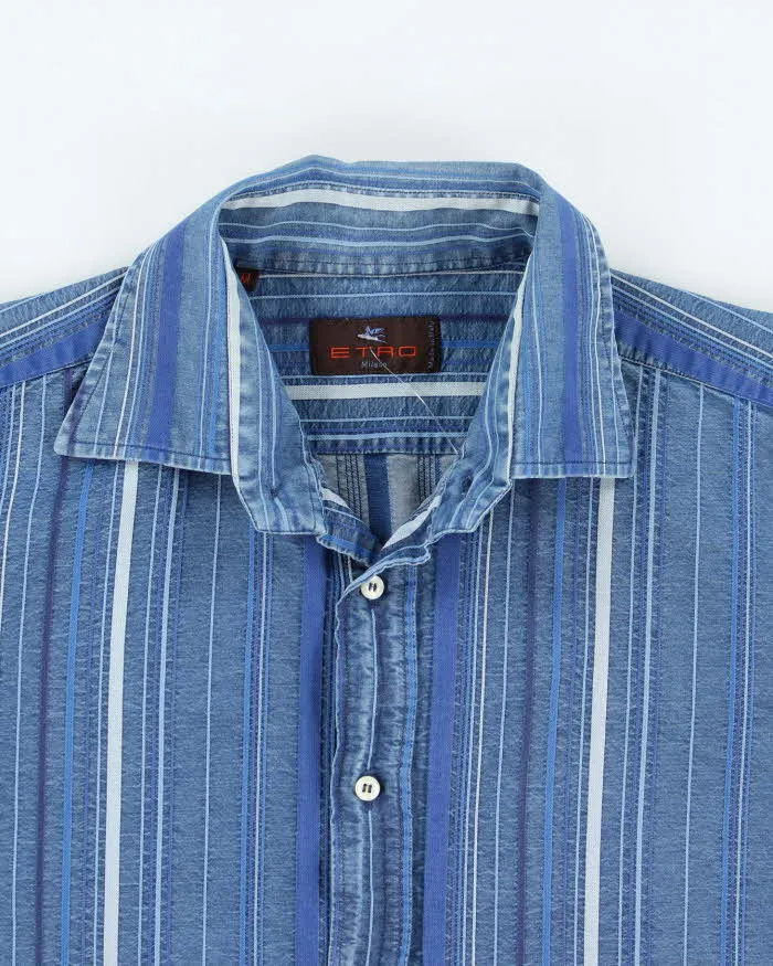 Vintage 90's Etro Striped Mix Wash Denim Shirt - L sold by Rokit product image thumbnail 3