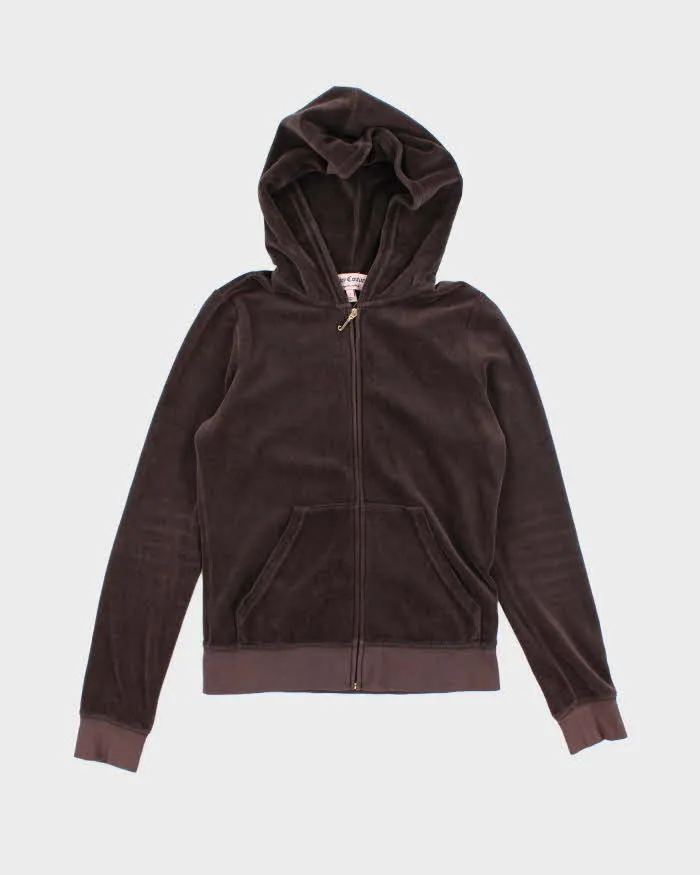 Vintage Y2K Women's Juicy Couture Plain Velour Zip Up Hoodie - S sold by Rokit