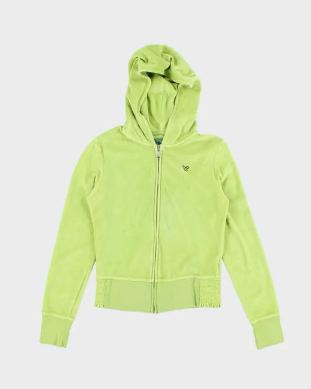 Vintage Y2k 00s Tna Green Velour Hoodie - S sold by Rokit