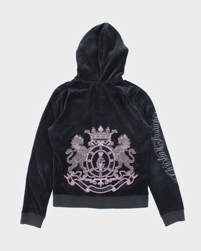 Vintage Y2K Women's Christian Audigier Velour Zip Up Hoodie - L sold by Rokit product image thumbnail 2