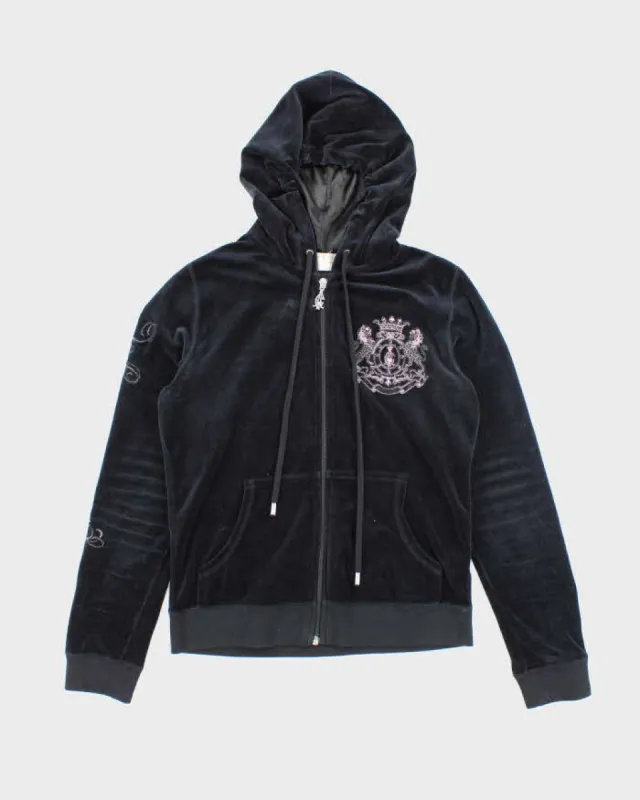 Vintage Y2K Women's Christian Audigier Velour Zip Up Hoodie - L sold by Rokit