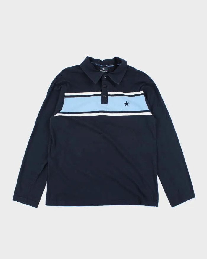 Vintage 90's Converse Striped Long-sleeved Polo Shirt - L sold by Rokit