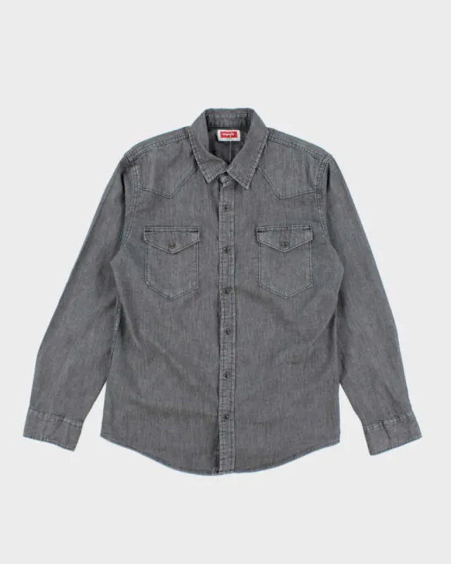 Vintage Wrangler Light Wash Grey Denim Shirt - M sold by Rokit