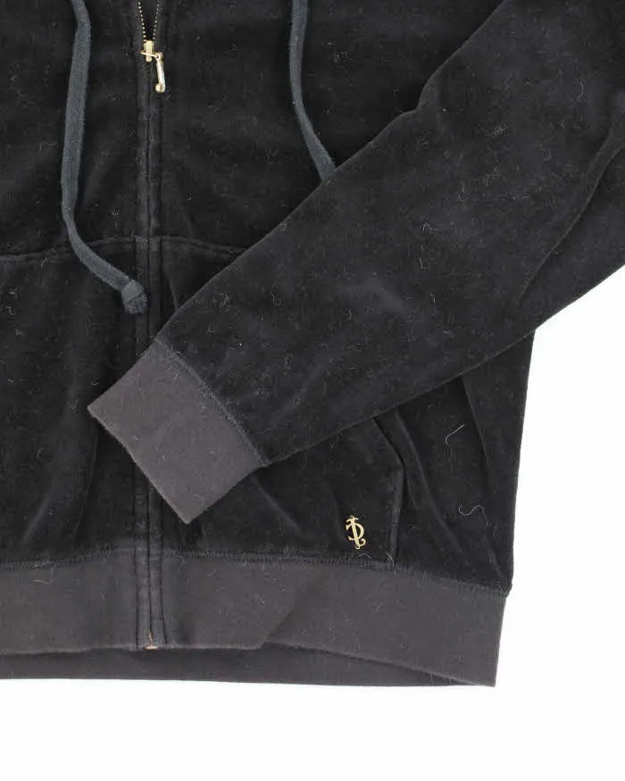 Vintage Y2K Women's Juicy Couture Black Velour Zip Up Hoodie - M sold by Rokit product image thumbnail 4