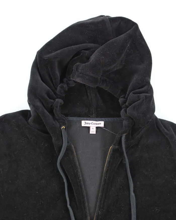 Vintage Y2K Women's Juicy Couture Black Velour Zip Up Hoodie - M sold by Rokit product image thumbnail 3